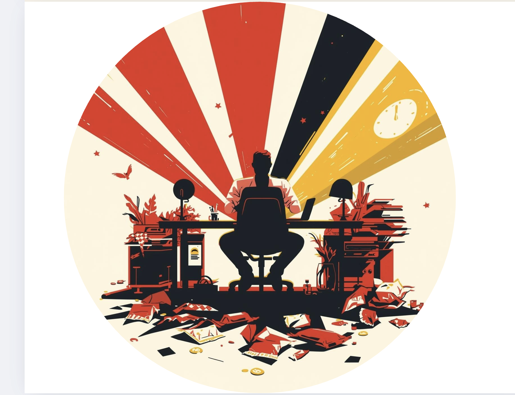 Person sitting at desk - health danger illustration